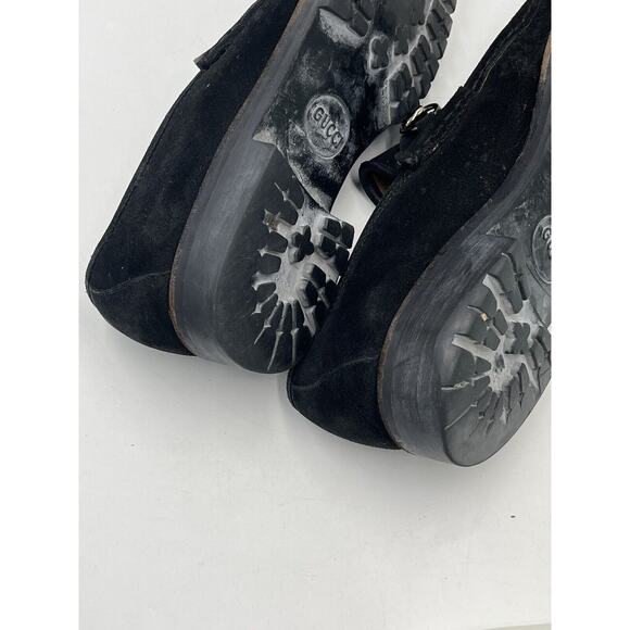 Gucci Women 1955 Horsebit Accent Black Suede Lugged Sole Loafers Size: 5D - Picture 14 of 16